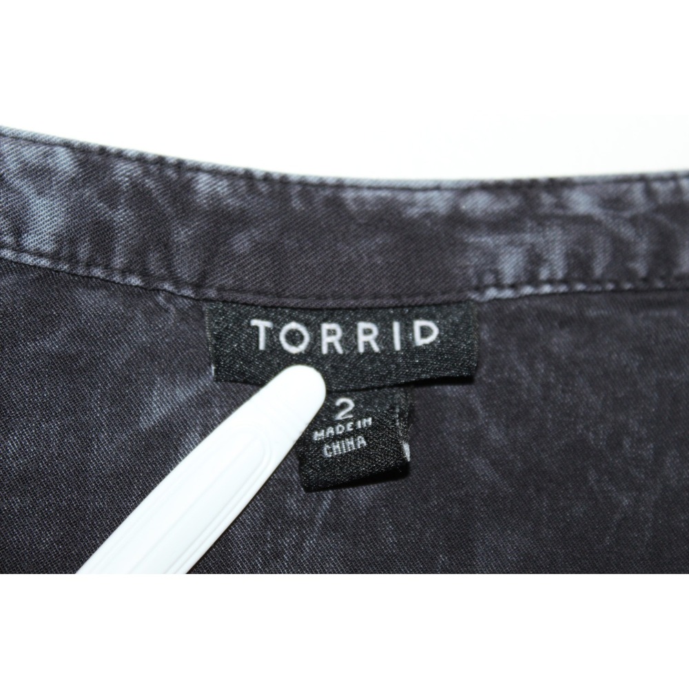 Torrid Mini Challis Zip Front Shirt Dress Tie Dye Gray Plus Size 2 2X Grunge - Picture 5 of 13